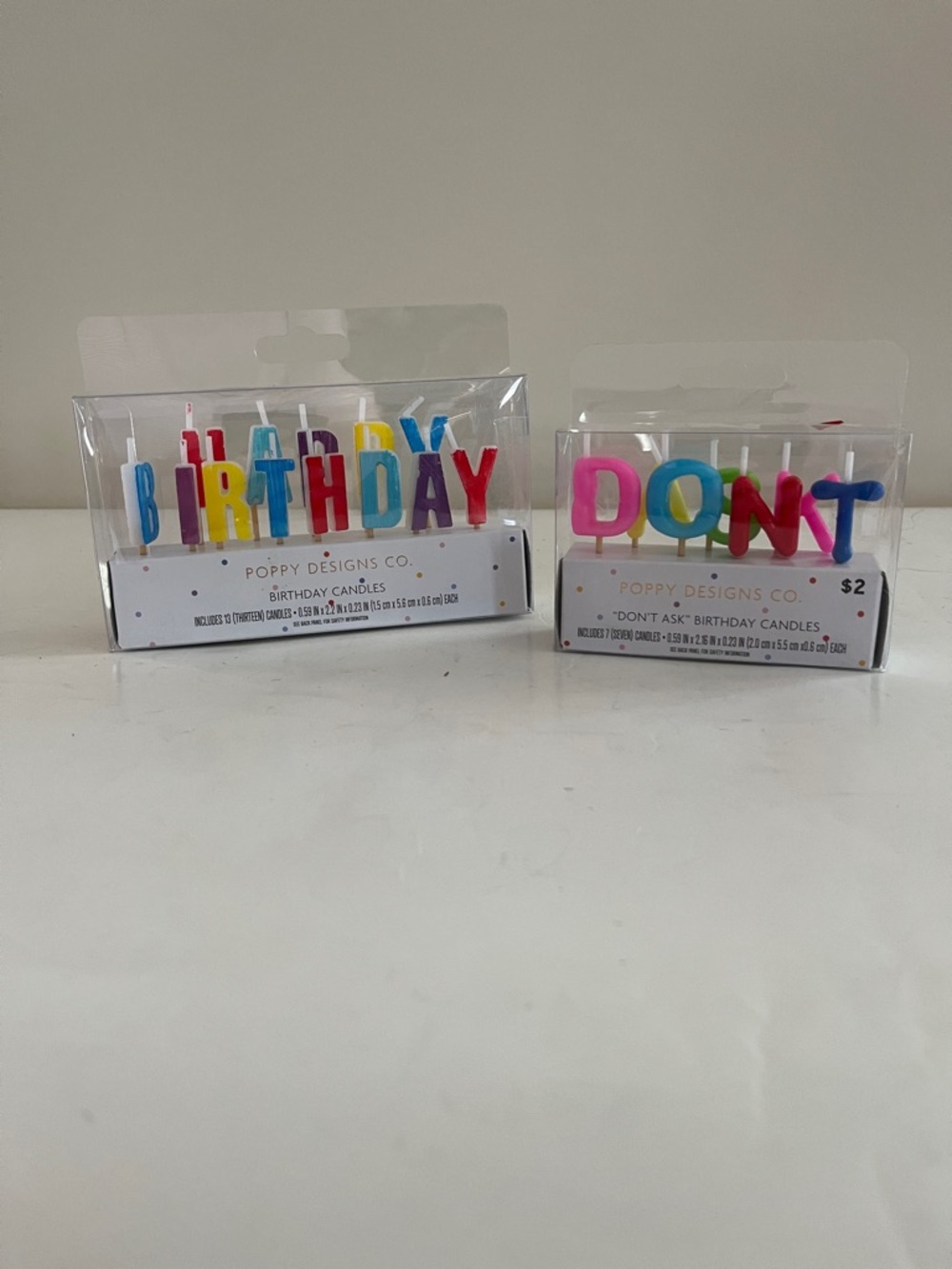 Multicolor Letter Cake Candles - “HAPPY BIRTHDAY”& “DON'T ASK”